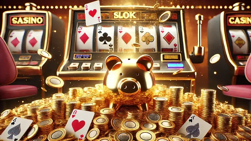 Tampilan permainan slot dengan gulungan dan simbol warna-warni